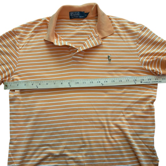Polo Orange/White Striped Short Sleeve Polo Shirt -size Medium - Picture 7 of 12